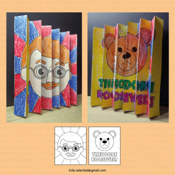 Preview of Presidents Day Craft Theodore Roosevelt Agamograph Coloring Activities Art Board