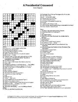 Presidents Day Crossword Puzzle A Presidential Crossword History Vocabulary
