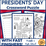 Presidents Day Crossword for Middle and High School FREE