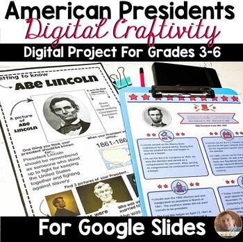 Preview of Presidents' Day Digital Craftivity for Google Classroom- Grades 3-6
