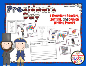 Preview of Presidents Day Emergent Readers, Sort, and Writing Prompt