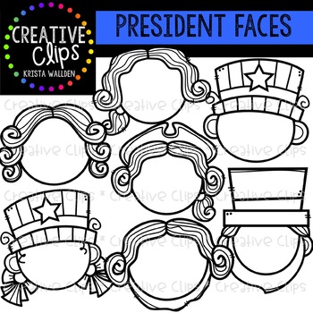 Preview of Presidents Day Face Templates {Creative Clips Clipart}