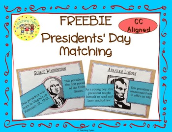 Preview of Presidents' Day Matching and Writing Activity FREEBIE