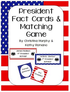 Preview of President's Day Fact and Matching Cards