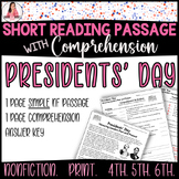 Presidents' Day, February Nonfiction Reading Passage w/ Co