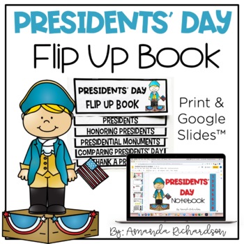 Preview of Presidents Day Activities Digital and Print Flip Up Book