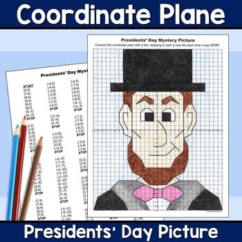 Preview of Presidents' Day Four Quadrant Coordinate Plane Mystery Graphing Picture