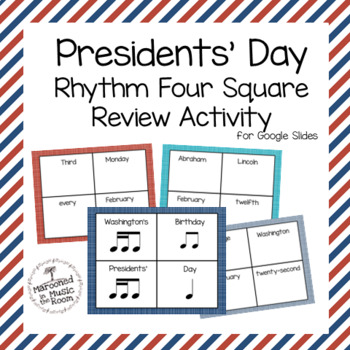 Preview of Presidents' Day Four Square Review Activity for Google Slides
