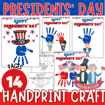 Preview of Presidents' Day Handprint Keepsake Craft Art, Presidents' Day Activity Coloring