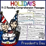 Presidents Day Holidays Reading Comprehension Passages K-2