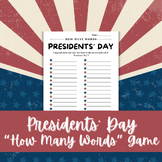 Presidents' Day "How Many Words" Game