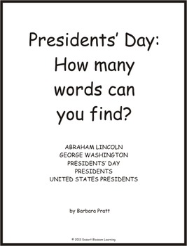 Preview of Presidents' Day: How many words can you find?
