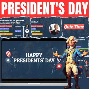 Preview of Presidents Day: Interactive Google Slides , Classroom, Quiz & Infos