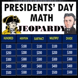 Presidents Day Jeopardy Game 3 Digit by 1 Digit Add Subtra