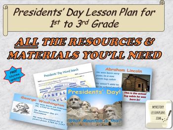 Preview of Presidents Day Lesson Plan for 1st to 3rd graders