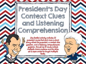Preview of President's Day Listening Comprehension and Context Clues