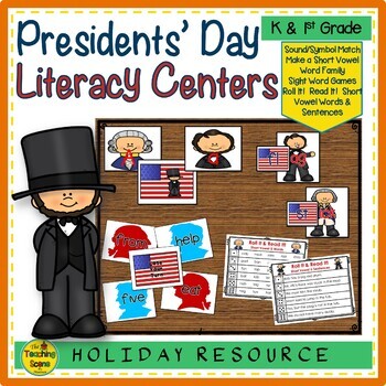 Preview of Presidents' Day Literacy Centers