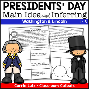 Preview of Presidents' Day Reading Comprehension Main Idea and Inferring