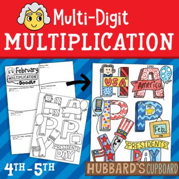 Preview of Presidents Day Math Activities - Up to 3-digit Multiplication - Patriotic Doodle