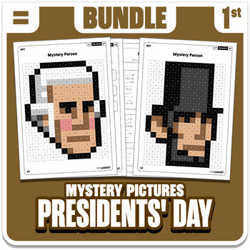 Preview of Presidents' Day Math Activity Mystery Pictures Grade 1 Additions & Subtractions