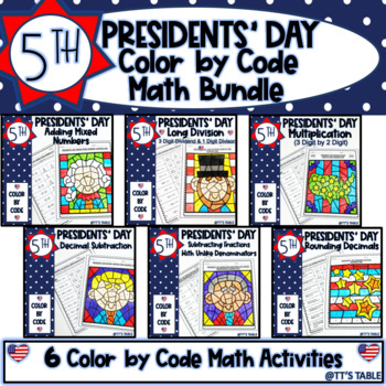 Preview of Presidents' Day Math Bundle | Color by Code