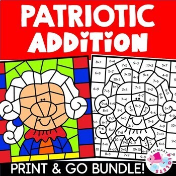 Preview of Presidents Day Color by Number Code Addition to 10 & 20 Facts Coloring Pages