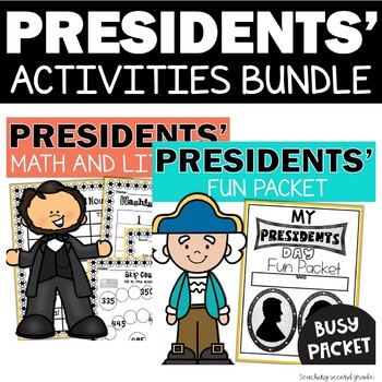 Preview of Presidents Day Math ELA Activities with Worksheets and Holiday Coloring Pages