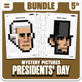 Preview of Presidents' Day Math Mystery Pictures Grade 5 Multiplications, Divisions & more