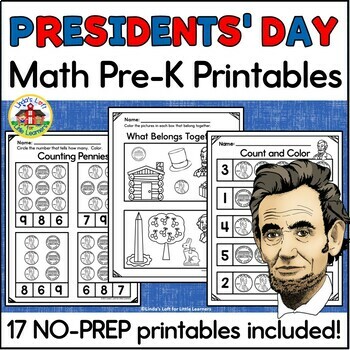Preview of Presidents' Day Math Worksheets for Preschool