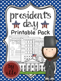 President's Day Math and Literacy Printable Pack