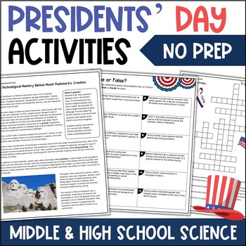 Preview of Presidents' Day Middle & High School Science Sub Plan Lesson 6th 7th 8th 9th