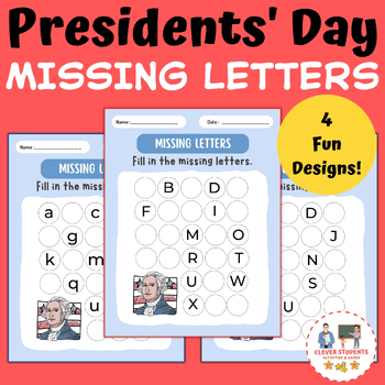 Preview of Presidents' Day Missing Letters Worksheets | Winter Activities