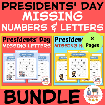 Preview of Presidents' Day Missing Numbers & Letters | Winter Activities | BUNDLE