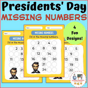 Preview of Presidents' Day Missing Numbers Worksheets | Winter Activities
