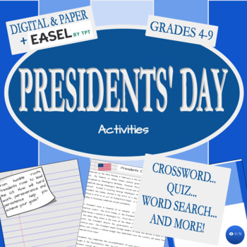 Preview of Presidents' Day NO PREP Passage & Activities