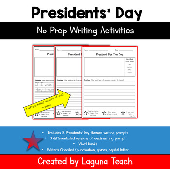 Preview of Presidents' Day No Prep Writing Activities
