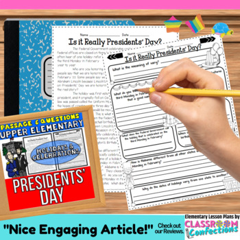 Preview of Presidents' Day: Reading Comprehension Passage and Questions for Presidents Day