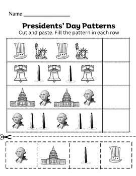 Preview of Presidents' Day Patterns Worksheet
