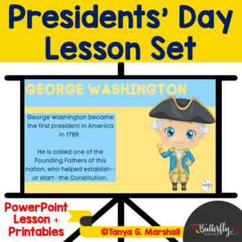 Preview of Presidents' Day Activities | PowerPoint Lesson w/ Worksheets for Presidents' Day