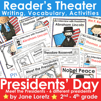 Preview of Presidents Day Readers Theater, Writing, Vocabulary  2nd grade - 3rd grade