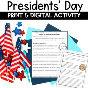 Preview of Presidents' Day Reading Activity