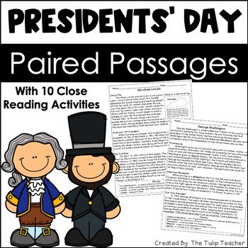 Preview of Presidents' Day Reading Comprehension Paired Passages Close Reading Activities