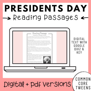 Preview of Presidents Day Reading Comprehension Passage and Question Set | Google Classroom