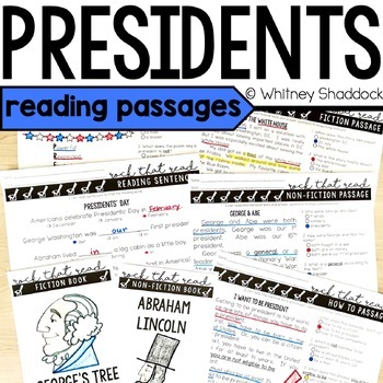 Preview of President's Day Reading Comprehension Passages and Questions for February