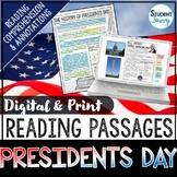 Presidents Day Reading Comprehension Passages Questions Wr