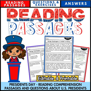 Preview of Presidents Day -Reading Comprehension Passages and Questions about U.S Presidets