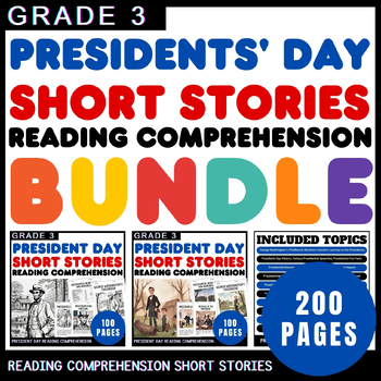 Preview of Presidents Day Reading Comprehension Short Stories with Question Grade 3 Bundle