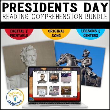 Preview of Presidents Day Reading Comprehension Vocabulary Printable and Digital Resources