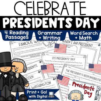 Preview of Presidents Day Reading Comprehension Passages Washington Lincoln Activities