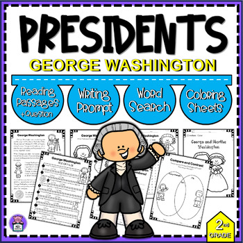 Preview of Presidents Day Reading Passages and Questions - George Washington Writing